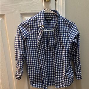 Lands' End Blue Checkered Shirt